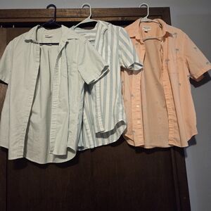 Sonoma Mens Button-Down Shirt Trio in Light Blue and Peach